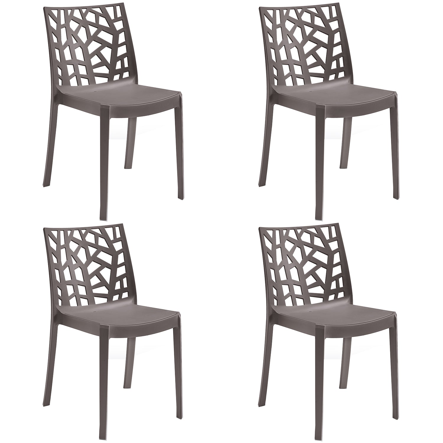 Sedia In Polipropilene Da Interno Esterno Giardino Impilabile Design Sedie Resistenti Moderne Per Terraz Tortora/4 Sedie