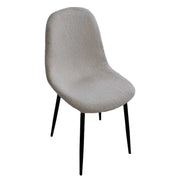SEDIA IMBOTTITA TEDDY IN TESSUTO GRIGIO CON GAMBE NERE 44X48X88 CM