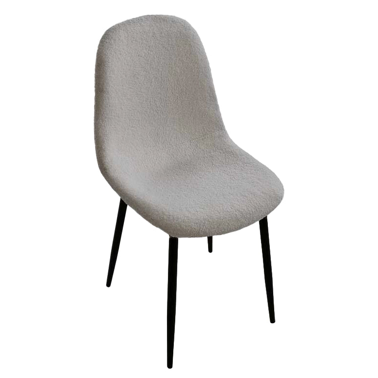 SEDIA IMBOTTITA TEDDY IN TESSUTO GRIGIO CON GAMBE NERE 44X48X88 CM