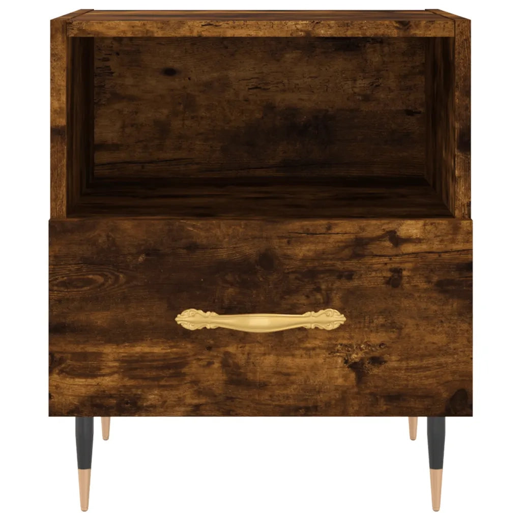 Comodini 2 pz-Set di 2 Tavolino da notte Rovere Fumo 40x35x47,5 cm in Legno Multistrato 700591