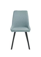 E-STYLO Sedia da pranzo in microfibra acquamarina con gambe e struttura in metallo nero, 48cm X 60cm H. 87cm.