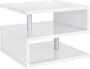 Tavolino a S con Ripiani a Giorno 55x41,5x55 cm Zeta Bianco Lucido