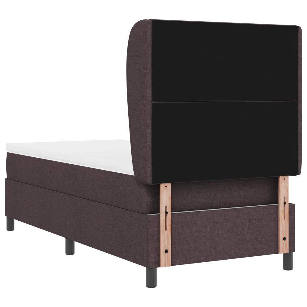 Letto Box Spring  con Materasso - Marrone Scuro, 100x200 cm, Tessuto