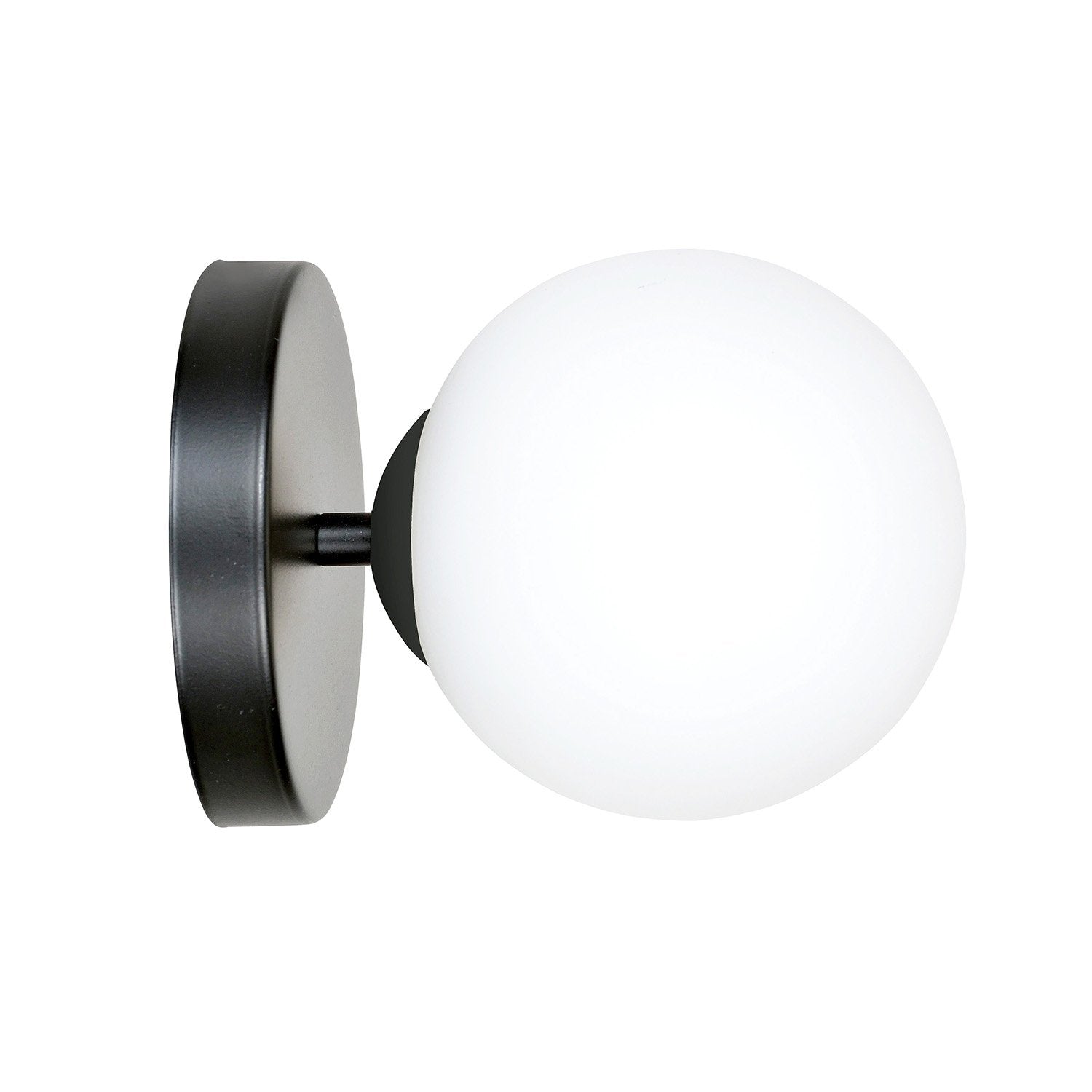 Applique A 1 Luce Bior In Acciaio Nero E Sfera In Vetro Bianco