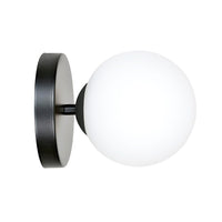 Applique A 1 Luce Bior In Acciaio Nero E Sfera In Vetro Bianco