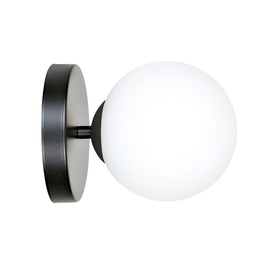 Applique A 1 Luce Bior In Acciaio Nero E Sfera In Vetro Bianco