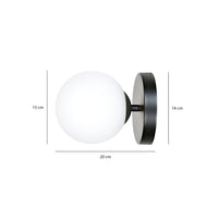 Applique A 1 Luce Bior In Acciaio Nero E Sfera In Vetro Bianco