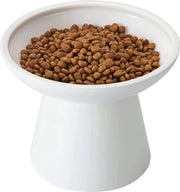 Ciotole per gatti ampie - Ciotola per gatti in ceramica 15,7 cm con fondo piatto elevato, prevenzione della stanchezza dei peli di gatto, priva di piombo e cadmio, altezza di 12,7 cm ideale per l'alimentazione dei gatti, bianca.