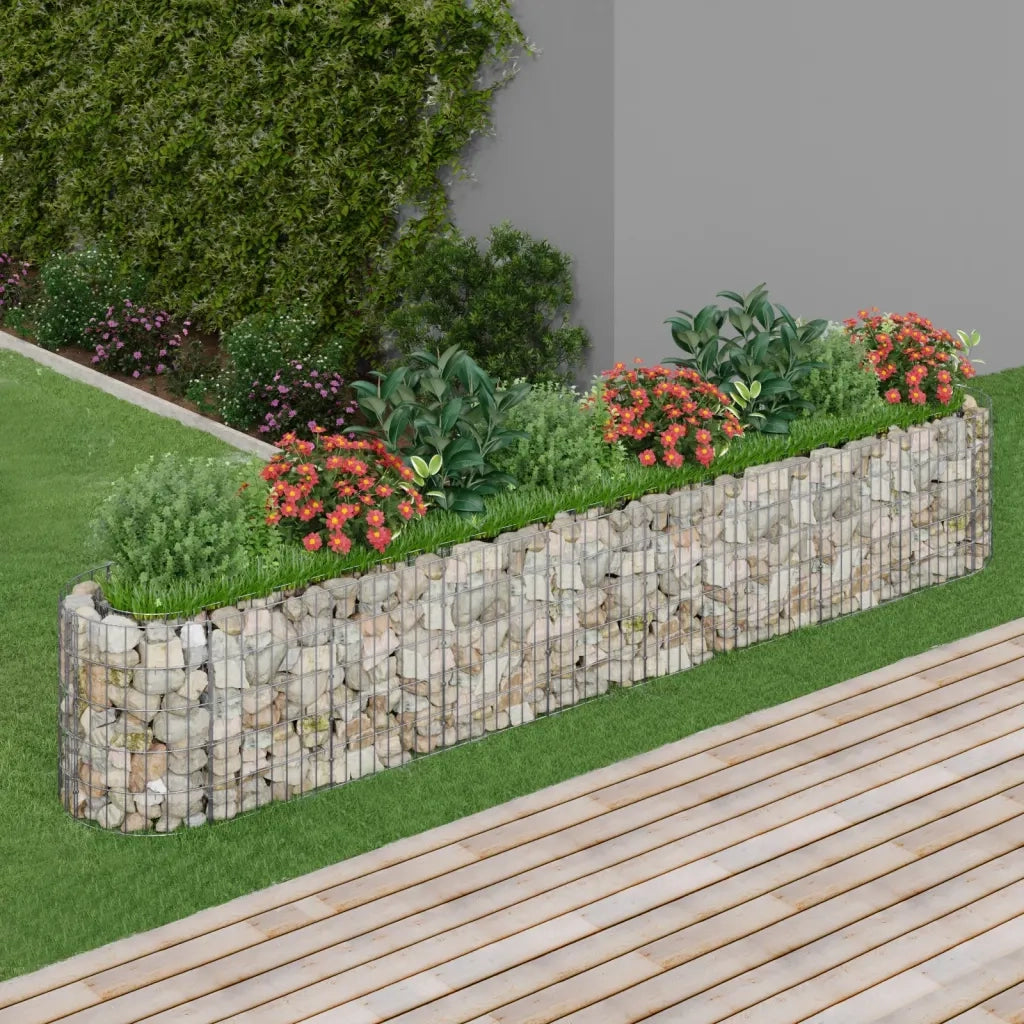 Gabbione con Fioriere | Cassetta per fiori | Letto Rialzato in Acciaio Zincato 330x50x50 cm