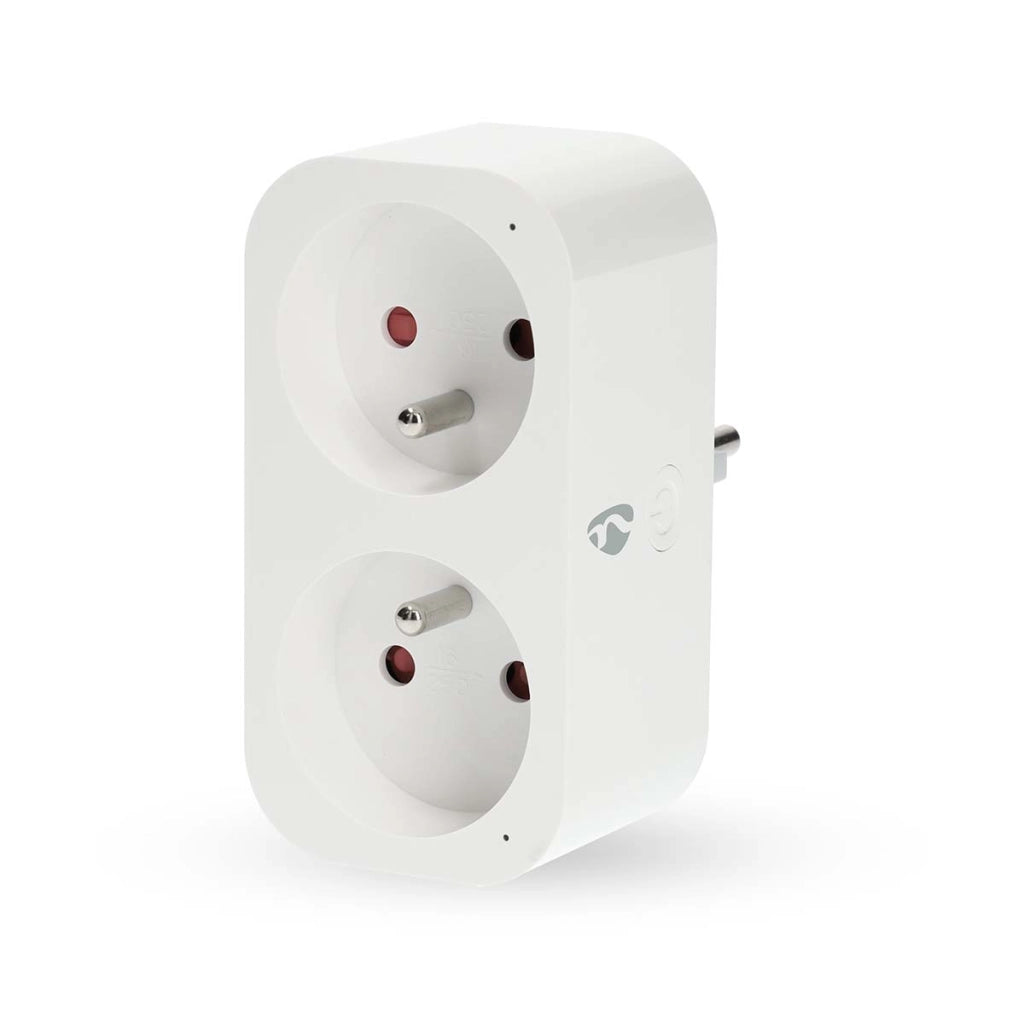 Presa doppia SmartLife IP21 Wattmeter 3680W Tipo E Wi-Fi Connected Francia Bianco Nedis