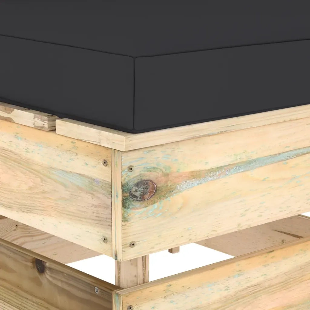 Divano Centrale Modulare con Cuscini in Legno Impregnato Verde 3074514
