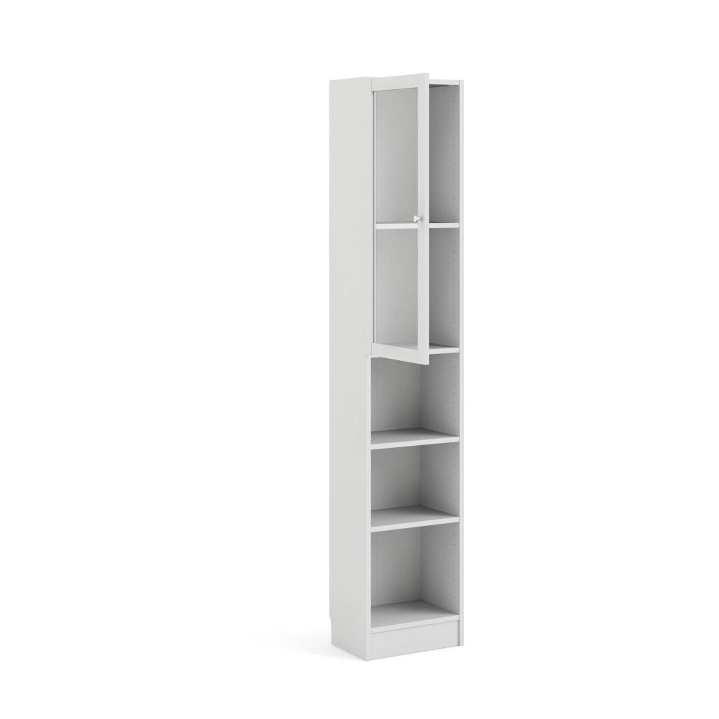 Libreria Greg, Scaffale da ufficio, Mobile portalibri, Biblioteca, 41x28 h203 cm, Bianco
