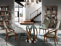 Tavolo da pranzo rotonda vetro temperato e noce