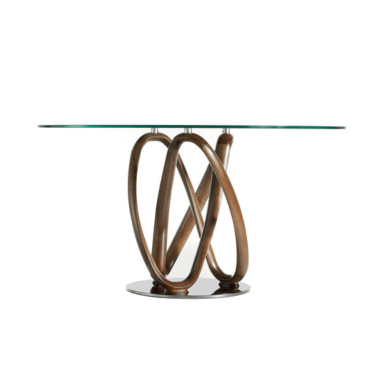 Tavolo da pranzo rotonda vetro temperato e noce