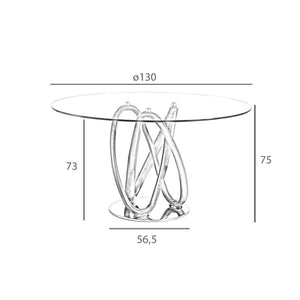Tavolo da pranzo rotonda vetro temperato e noce