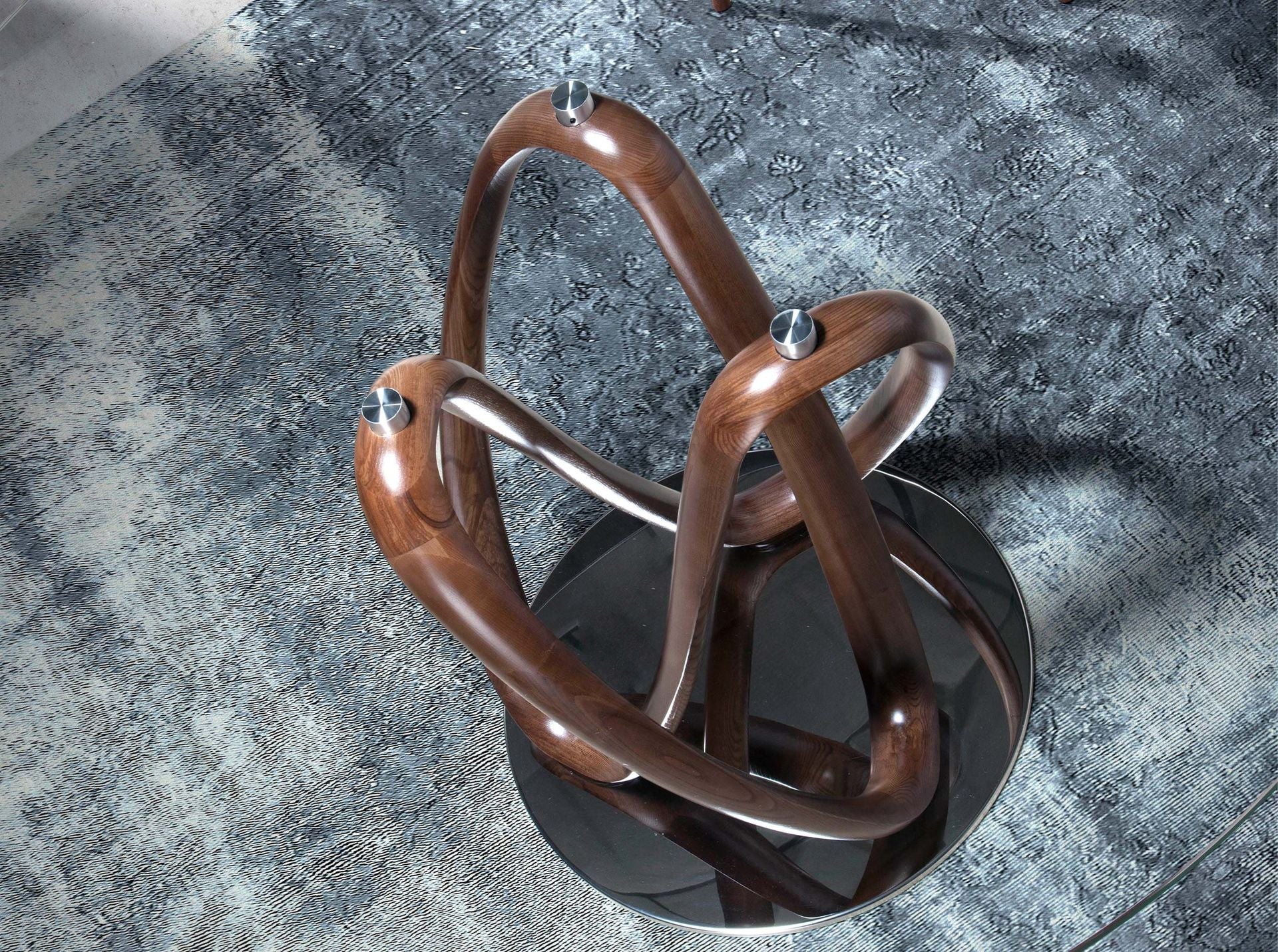 Tavolo da pranzo rotonda vetro temperato e noce