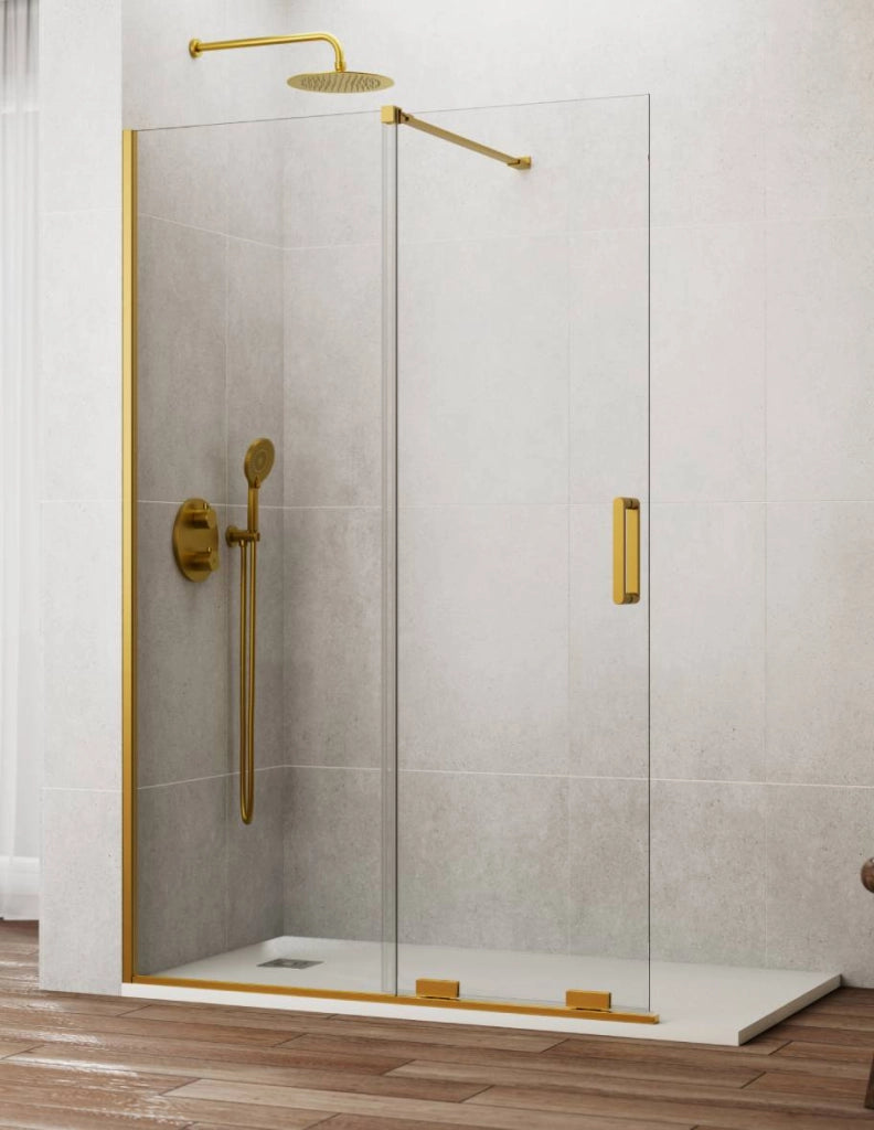 Porta doccia scorrevole 1+1 CIRENE (KENNA) Walk-in 105 cm Profilo Oro