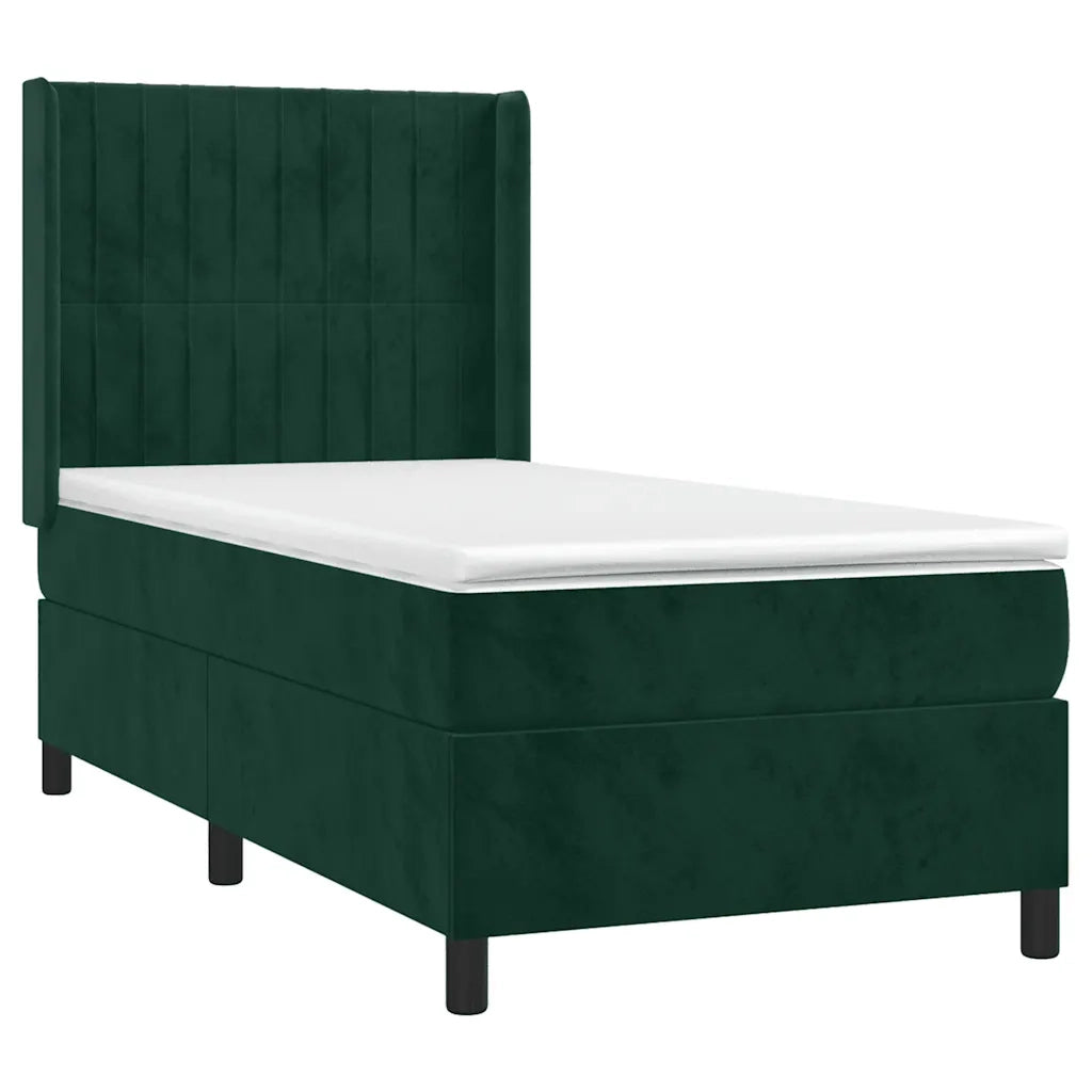 Giroletto a Molle con Materasso Verde Scuro 80x200 cm Velluto cod mxl 61066