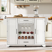 Carrello da cucina 138x45(70)x92 cm con piano estraibile; ruote; MDF; bianco e naturale