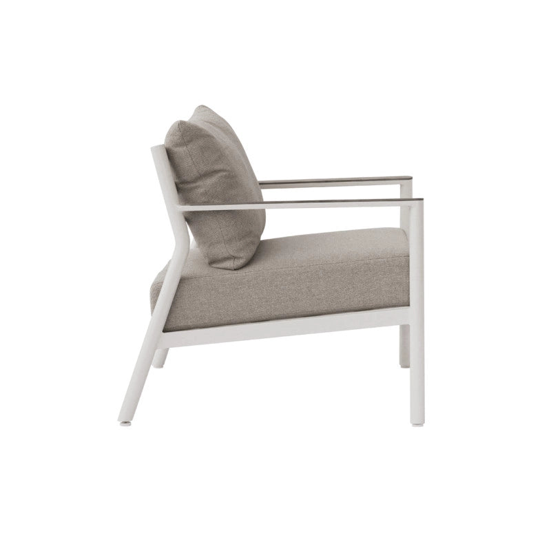 Salotto Cadice Alluminio Bianco Bracciolo Effetto Legno Moia
