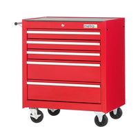 Carrello da officina con 5 cassetti, colore rosso