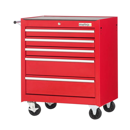 Carrello da officina con 5 cassetti, colore rosso
