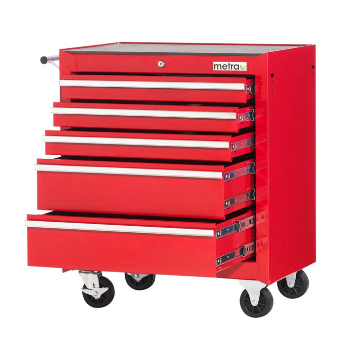 Carrello da officina con 5 cassetti, colore rosso