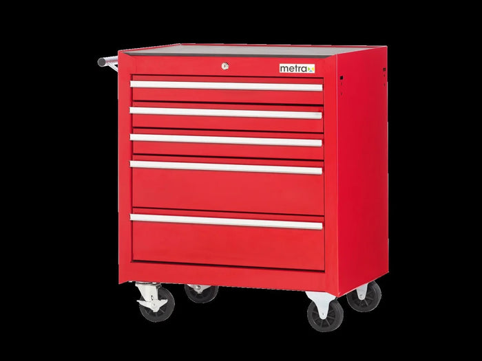 Carrello da officina con 5 cassetti, colore rosso