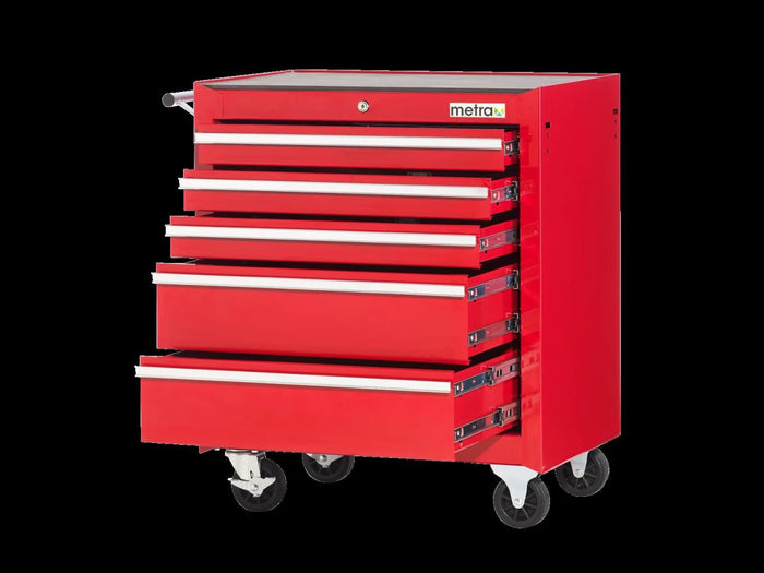 Carrello da officina con 5 cassetti, colore rosso