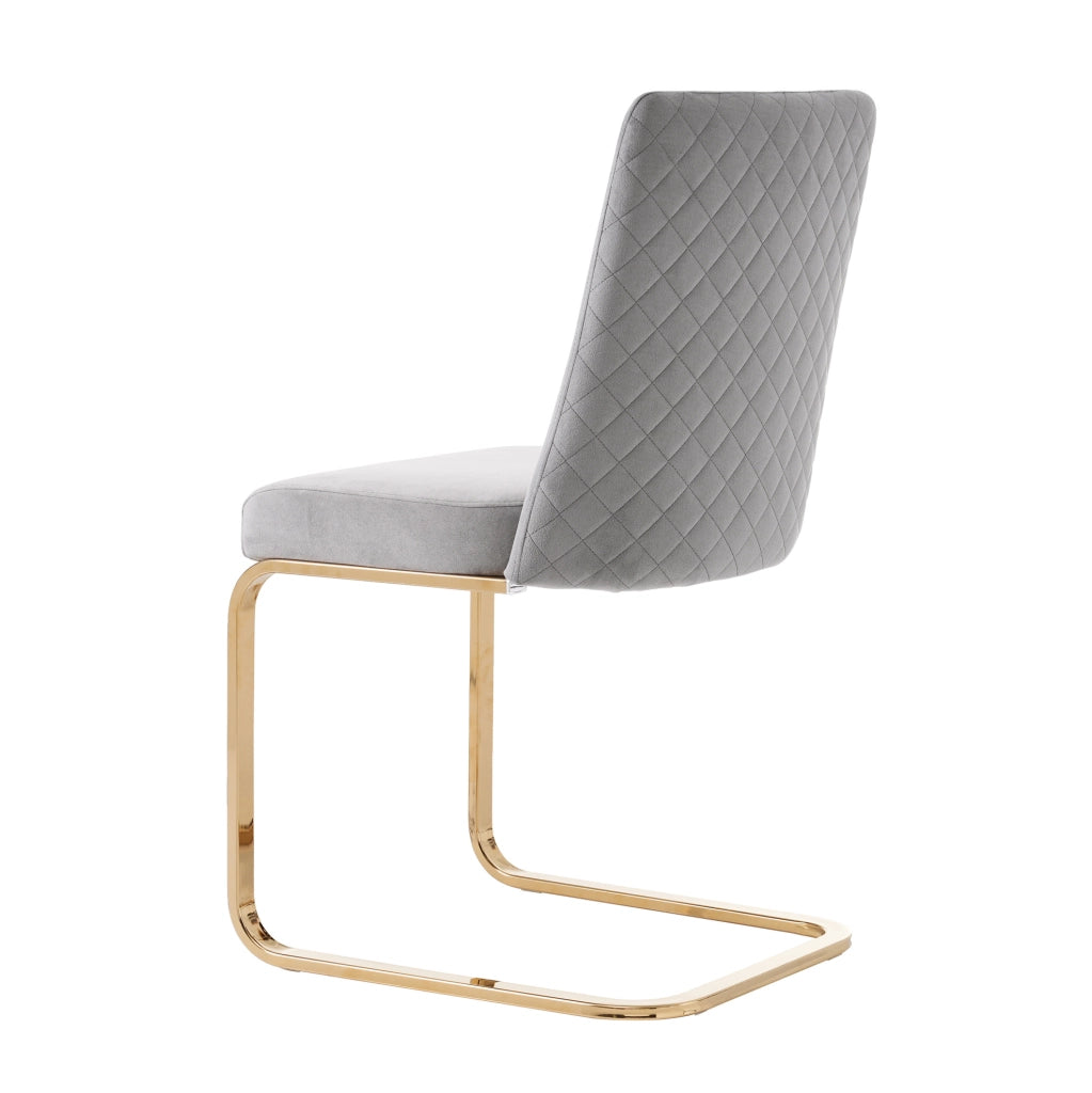 Set 2 sedie da pranzo in velluto grigio con gambe in metallo
