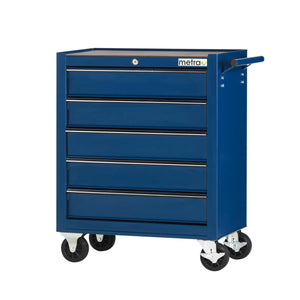 Carrello da officina, semplice con 5 cassetti, colore blu