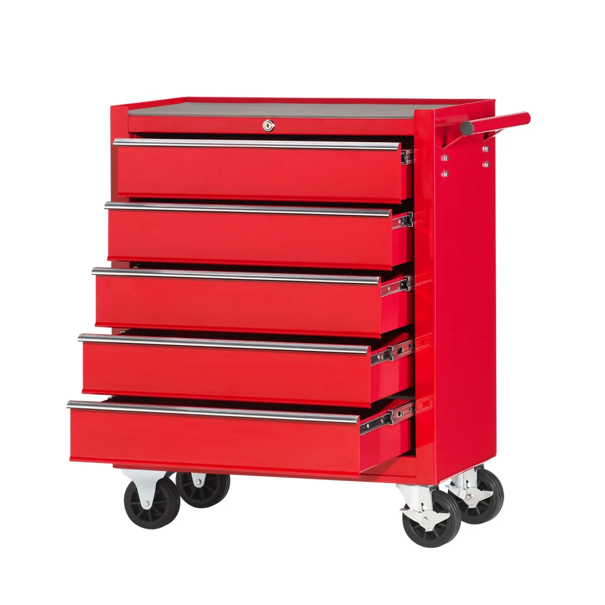 Carrello da officina, semplice con 5 cassetti, colore rosso