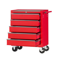 Carrello da officina, semplice con 5 cassetti, colore rosso