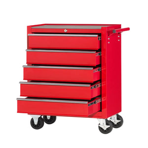 Carrello da officina, semplice con 5 cassetti, colore rosso