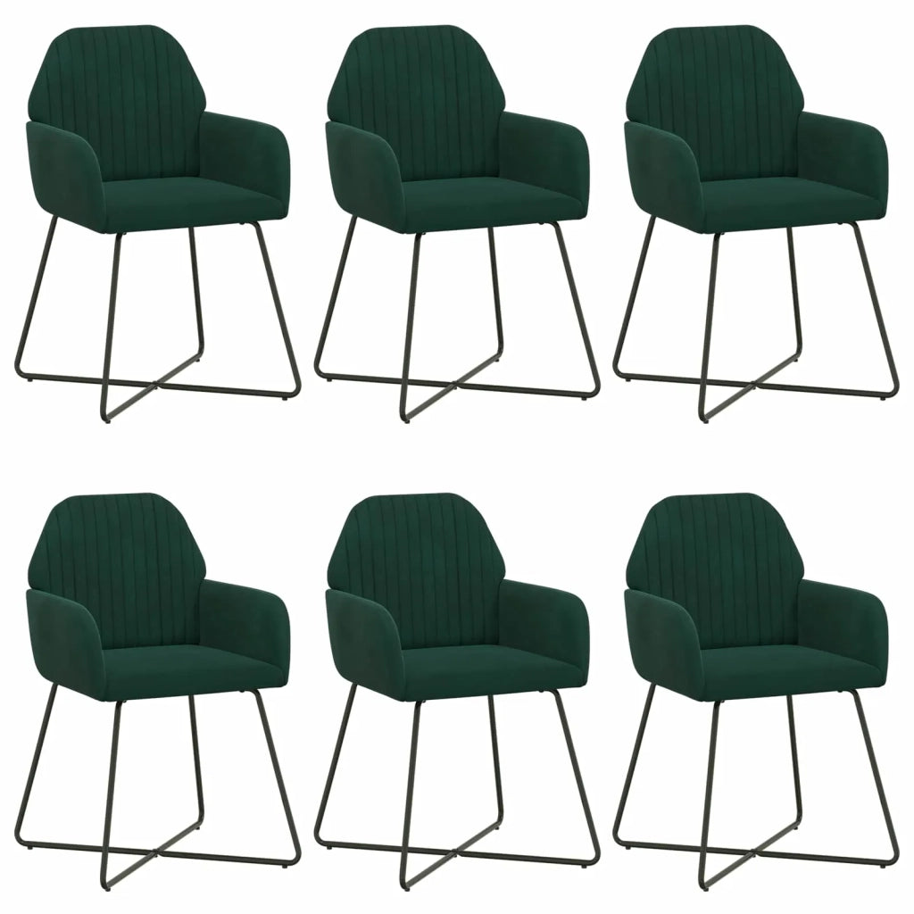 Sedie da pranzo 6 pz Velluto Verde Scuro 55 x 50 x 84 cm 3428385