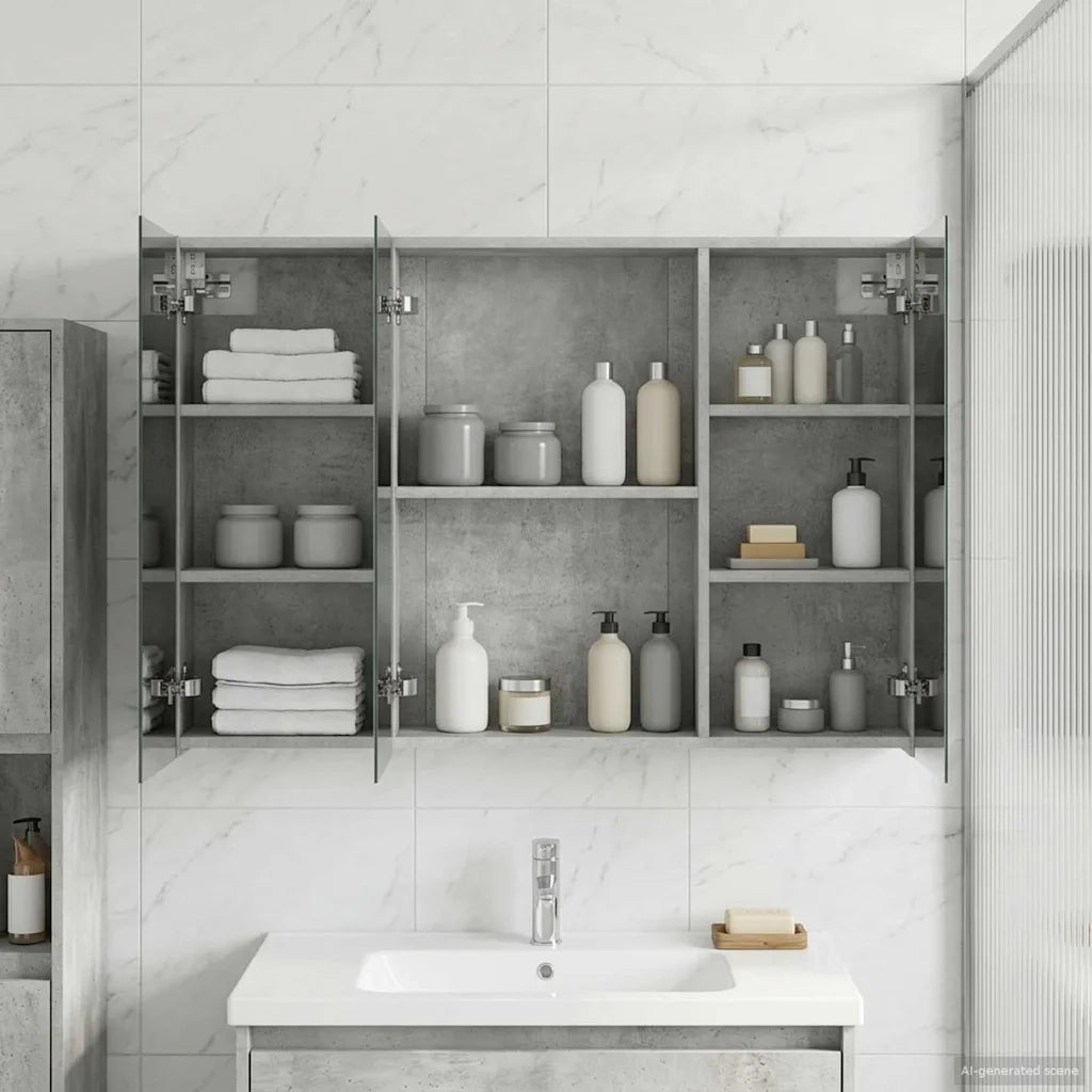 Mobiletto per specchio da bagno con lo scaffale Grigio cemento