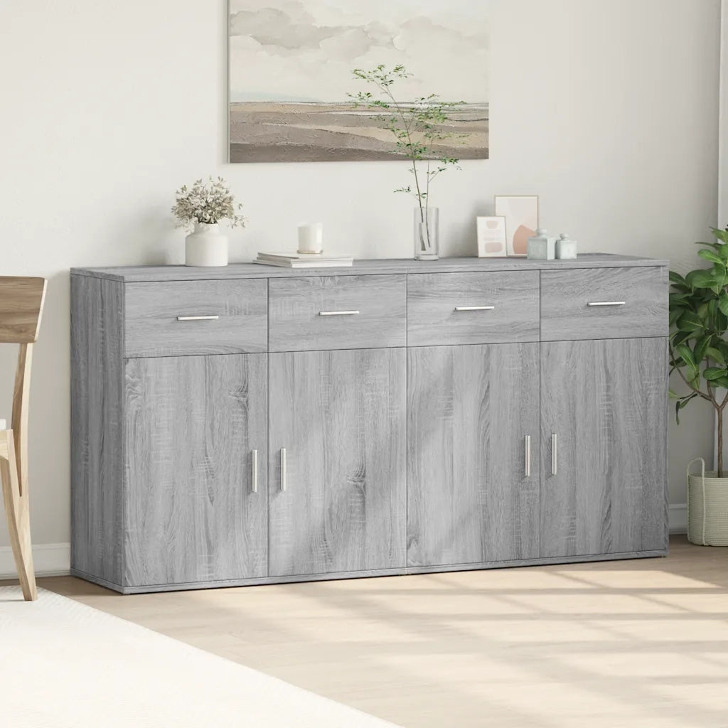 Credenze 2 pz | Madia | Buffet da pranzo | Armadio da pranzo Grigio Sonoma 79x38x80 cm in Legno Multistrato