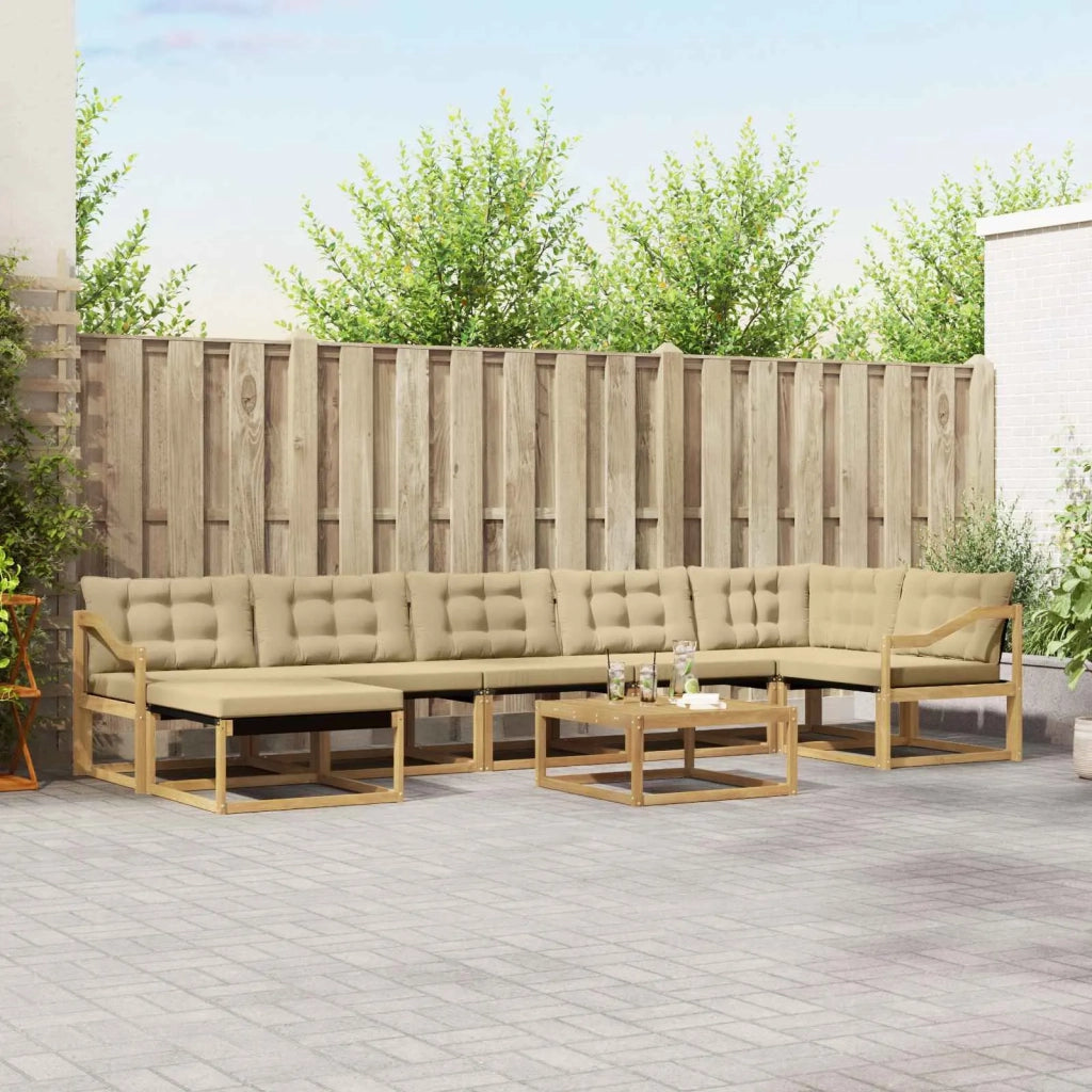 Set di divani da esterno 8 pcs Bianco e Beige 79 x 79 x 37 cm