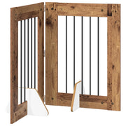Cancello per cani con supporti 2 pz Legno antico 60 x 80 cm CFW8014127