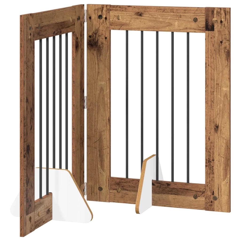 Cancello per cani con supporti 2 pz Legno antico 60 x 80 cm CFW8014127