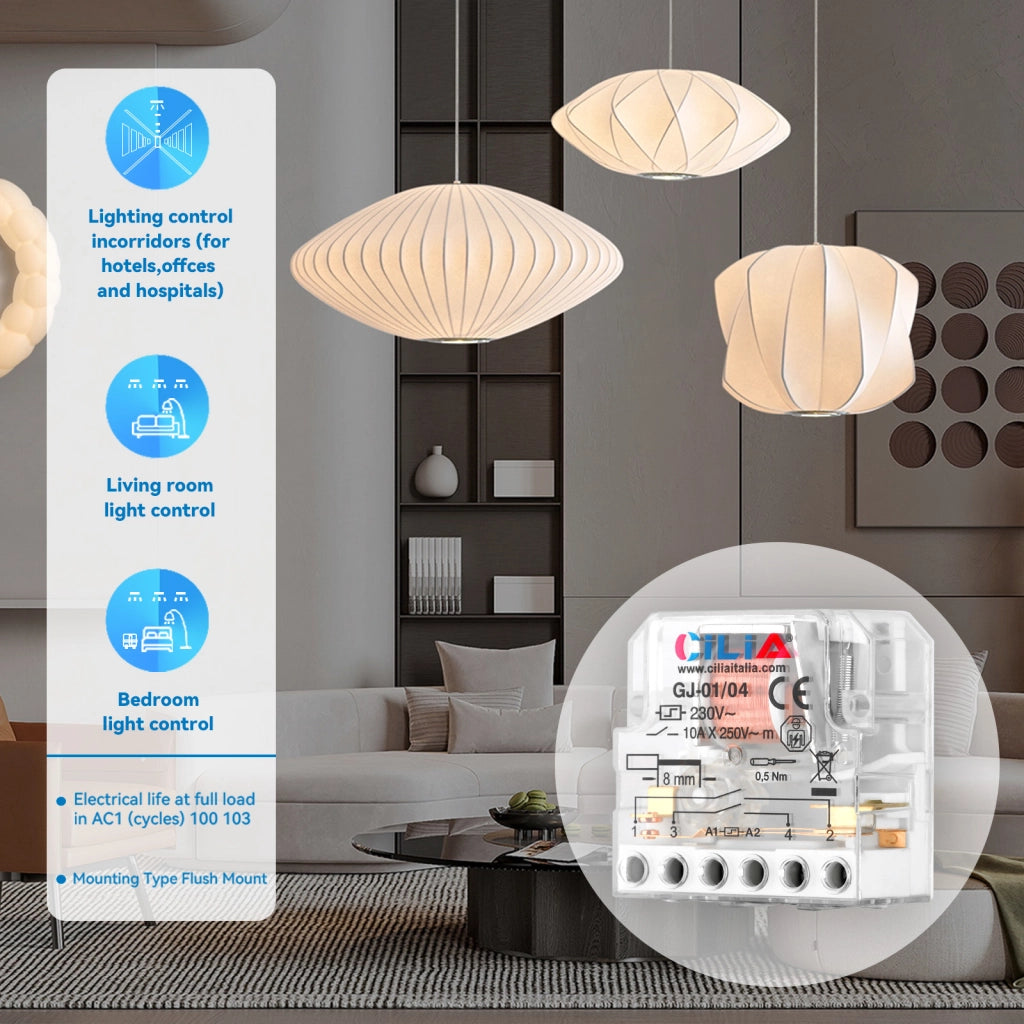 Rel¨¨ Commutatore ad Impulsi 230V 10A ¨C zephmum ¨C 4 Sequenze 2 NO