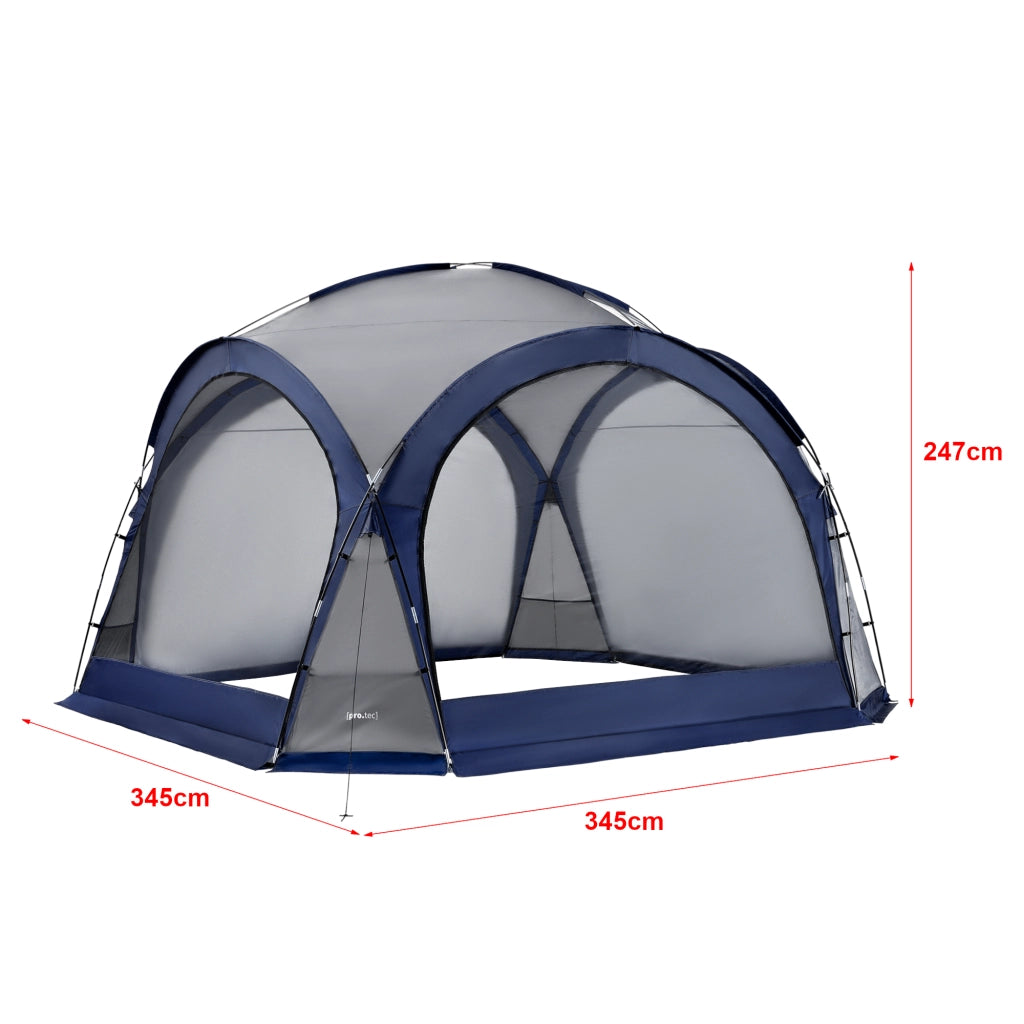 Tenda 'Grästorp' per Eventi - Gazebo con Illuminazione a LED Zanzarieri e 2 Pareti Chiudibili - Blu [pro.tec]