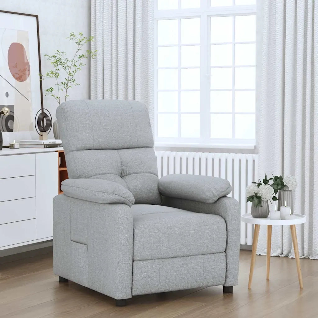 Divano Sedia-Poltrona Reclinabile in Tessuto Grigio Chiaro 523261