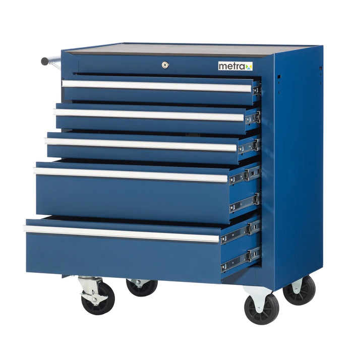 Carrello da officina con 5 cassetti, colore blu