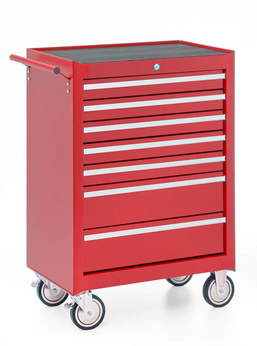 Carrello da officina, 7 cassetti, colore rosso