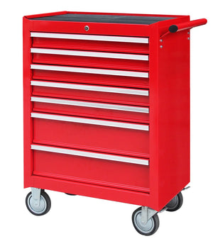 Carrello da officina, 7 cassetti, colore rosso