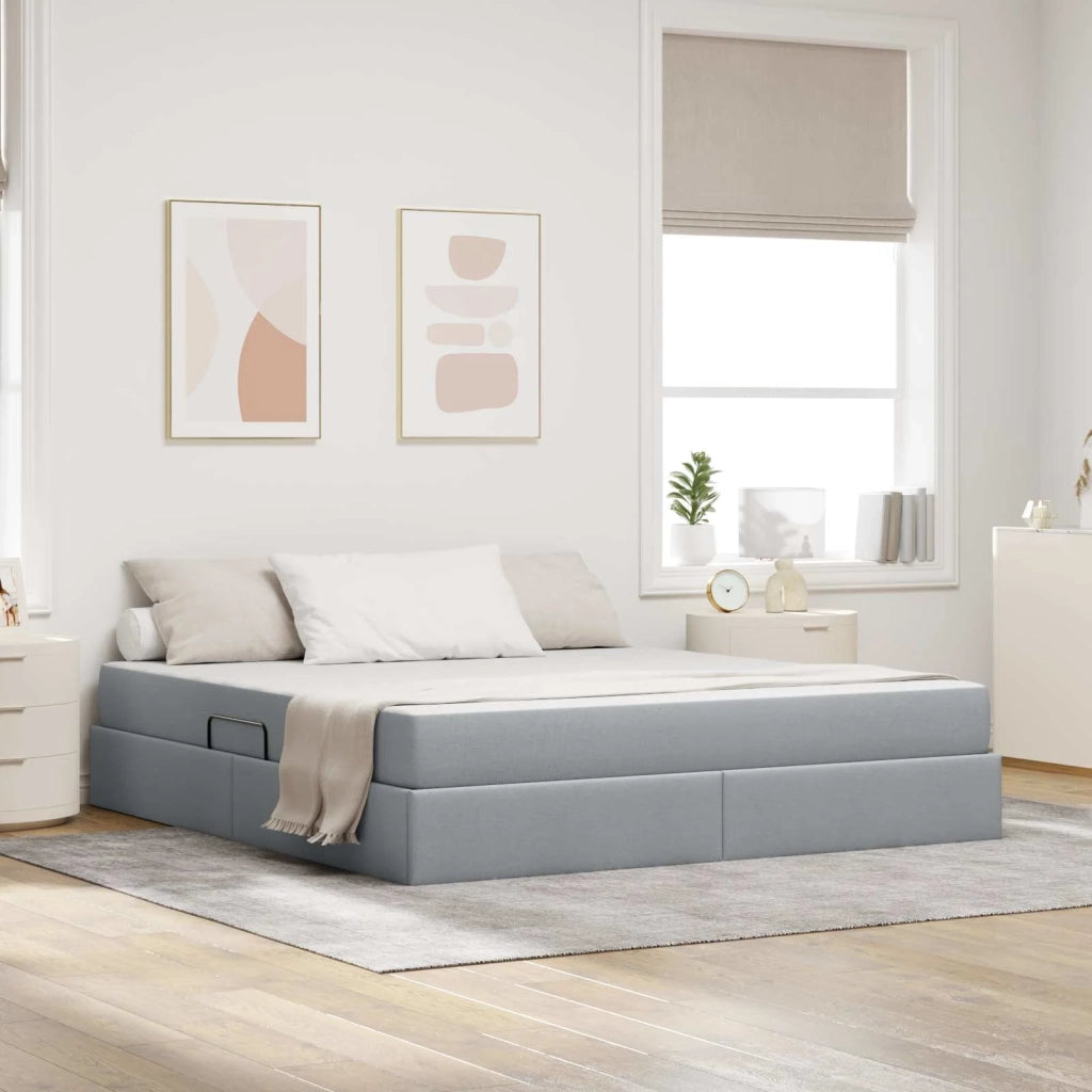 Letto con contenitore e materasso Grigio chiaro 160 x 200 cm