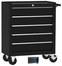 Carrello da officina, semplice con 5 cassetti, colore nero