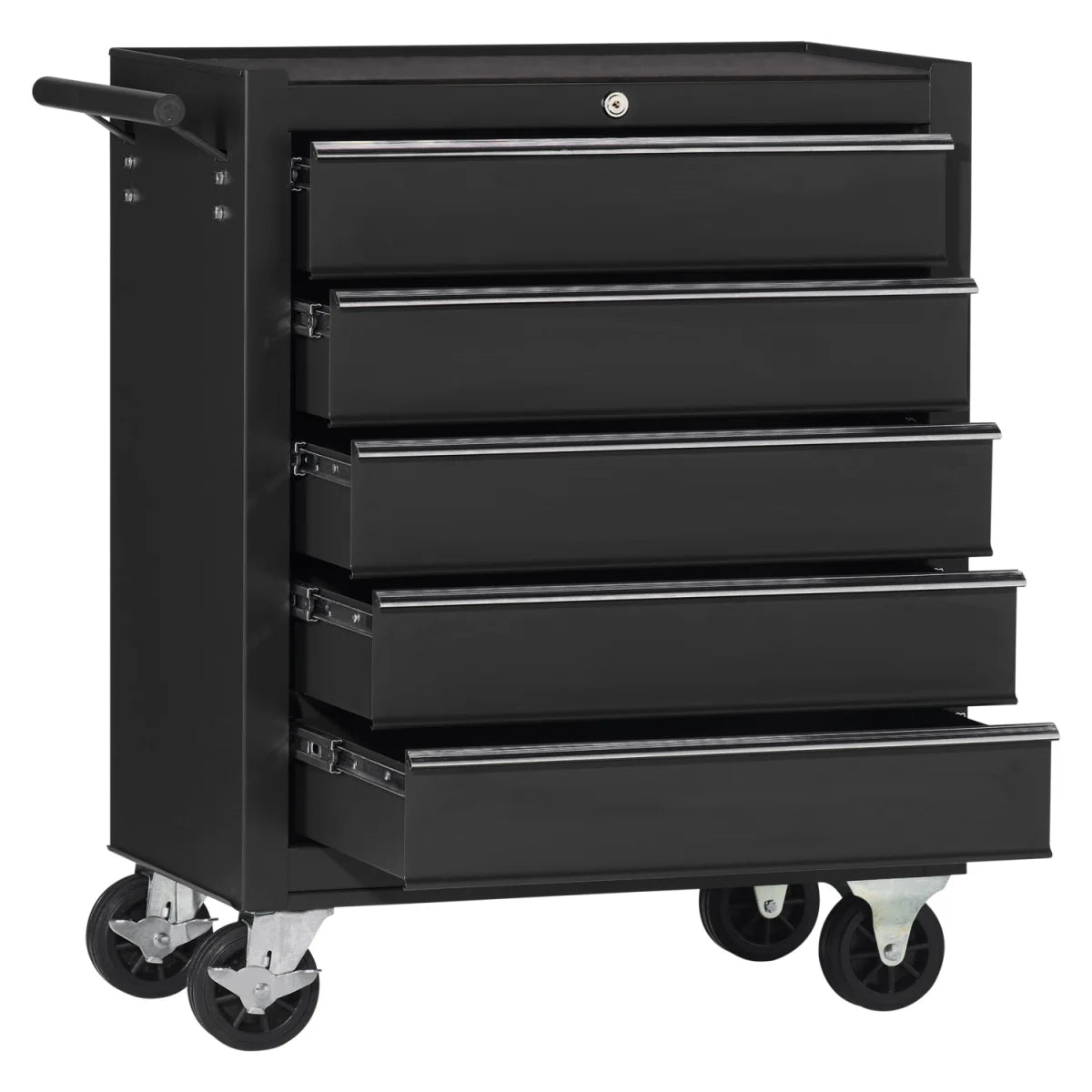 Carrello da officina, semplice con 5 cassetti, colore nero