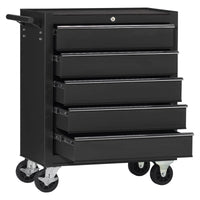 Carrello da officina, semplice con 5 cassetti, colore nero